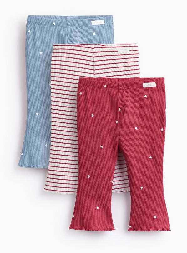Heart & Stripe Flared Leggings 3 Pack Up to 3 mths